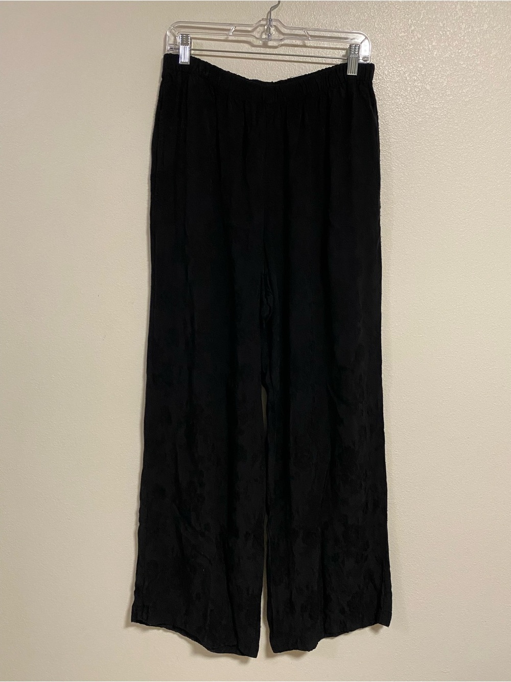 CP Shades Panta Women’s Size Large Black 100% Rayon Wide Leg Pants Floral Print